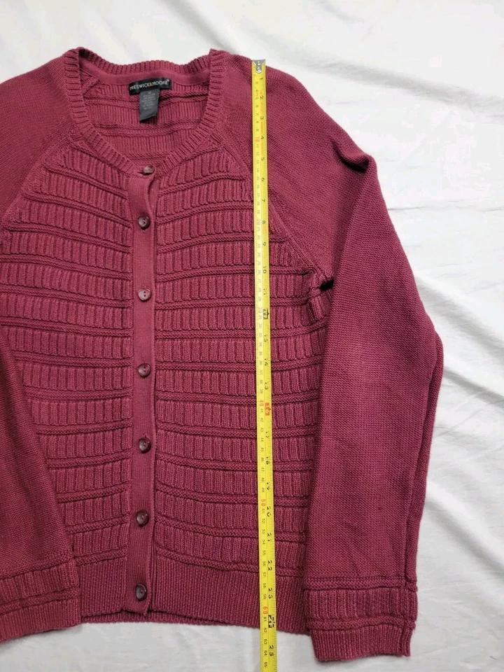 Cardigã Prewick & Moore Feminino Tamanho Médio Malha Manga Longa Borgonha - Imagem 3 de 4