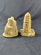 Lot 1984 Mr. Sandman Real sand Castle & Lighthouse Sculptures vintage 3.5-4.5"
