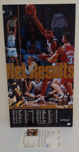 1/1 TIM DUNCAN Autographed Signed Wake Forest 1996 Schedule Poster NBA HOF JSA - Picture 1 of 3