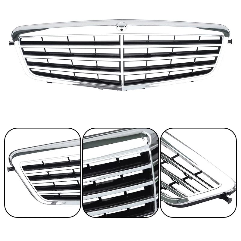 Rejilla de parachoques delantera cromada para Mercedes Benz E350 E550 W212 Clase E 2010-2013 Foto 2 de 4