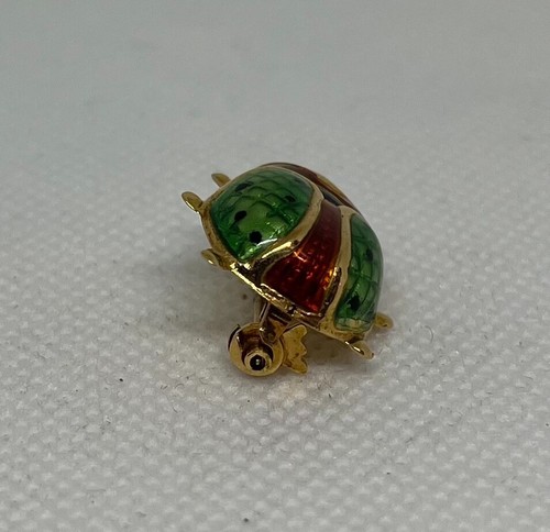Broche Vintage Italiano 18k Esmalte Escarabajo Bug FIRMADO - Imagen 3 de 7
