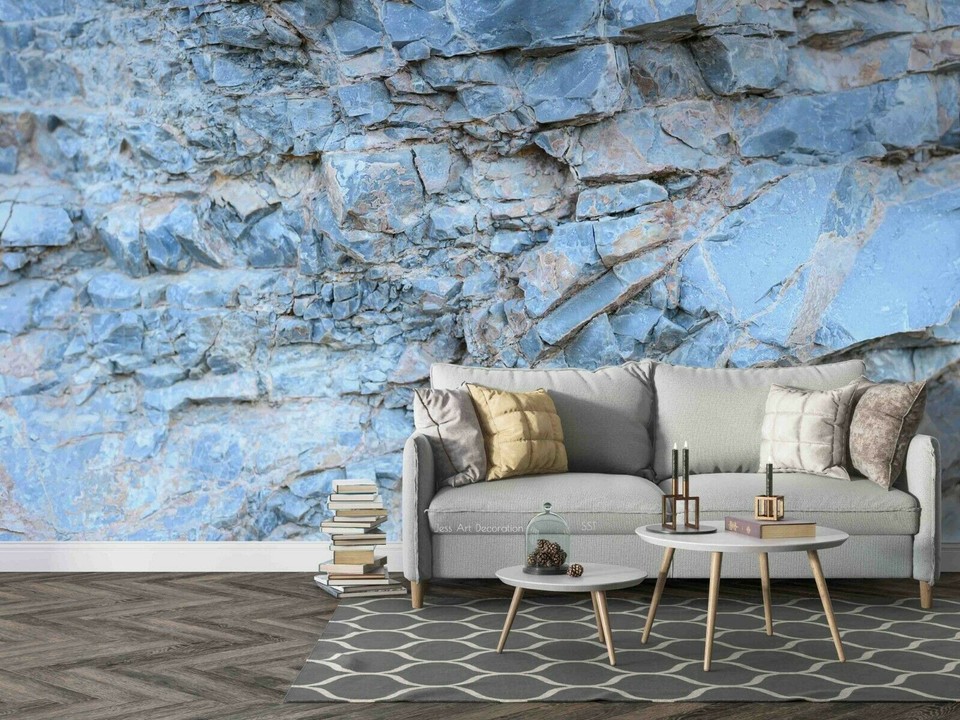 3D Blue Rock Wallpaper Wall Mural Removable Selfadhesive 698 eBay