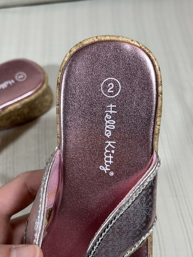 Y2K 2007 Hello Kitty Sandals NWT Pink Sparkly Platform Size 2 Flip-Flops NOS S1 - Picture 6 of 15