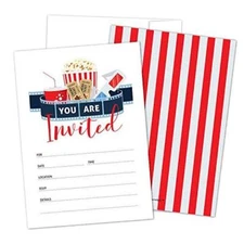  Movie Party Invitations with Envelopes Perfect for Movie Theme Popcorn Bag