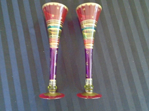 C-661 2er Set bunt bemalte Champagner Toastflöten