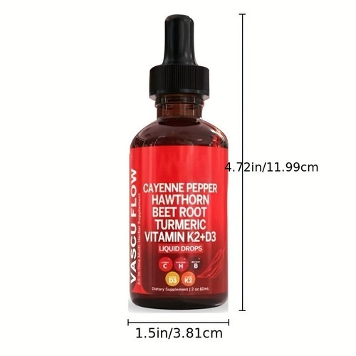 CAYENNE PEPPER, HAWTHORN, BEET ROOT, TURMERIC, VITAMIN K2+D3, ALL-IN-ONE LIQUID - Picture 8 of 14