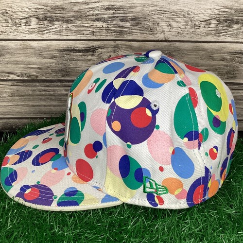 New York Yankees Fitted Hat Cap 7 1/4 Rainbow Polka Dot New Era 59Fifty MLB Y2K - Picture 3 of 6