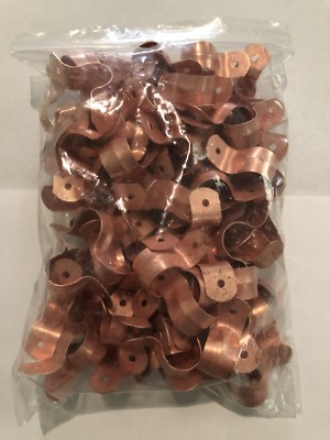 #ad #ad LOT OF 100 3 4quot; TWO HOLE COPPER FITTING PIPE TUBE STRAP PLUMBING $30.00