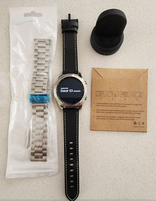 elevación Aumentar Illinois Samsung Galaxy Gear S3 Classic 46 mm Stainless Steel Silver Case and Black  Leather Band Smart Watch - (SM-R770NZSAXAR) | Compra online en eBay