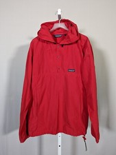 Patagonia Vintage Made In USA Rain Windbreaker Anorak Hoodie Jacket Medium Red