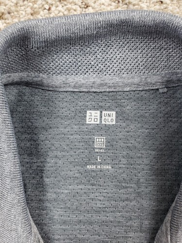 Uniqlo Dry-Ex Polo Shirt Large Mens Gray Short Sleeve Lightweight Performance - 第 3/9 張圖片