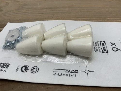 IKEA White Knobs Cabinet Pulls Brody Tord Bjorklund Set Of 6 New In Package - Picture 7 of 12