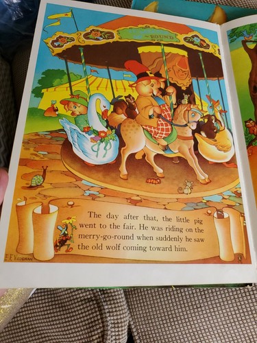 Vntg TELL-A-TALE Giant Child's Book 3 Little Pigs 1941 EF Vaughan Illus. Whitman - Picture 11 of 12