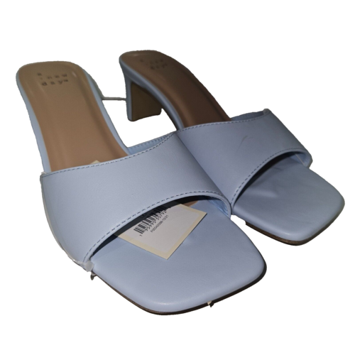 Blue Mule Heels Sandals Open Toe A New Day Comfy Slip On Work Shoes Low Heel 7
