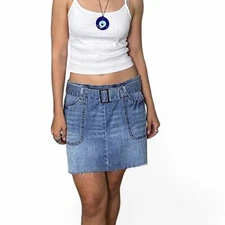 Blue belted denim mini skirt #miniskirt #summer vibes 