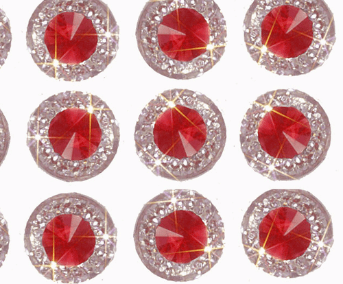 40 SELF ADHESIVE ROUND SHAPED RUBY RED RESIN DIAMANTE RHINESTONES GEMS 12 MM - Picture 3 of 3