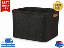 Large Gray Felt Storage Basket with Handles   Foldable Organizer Bin