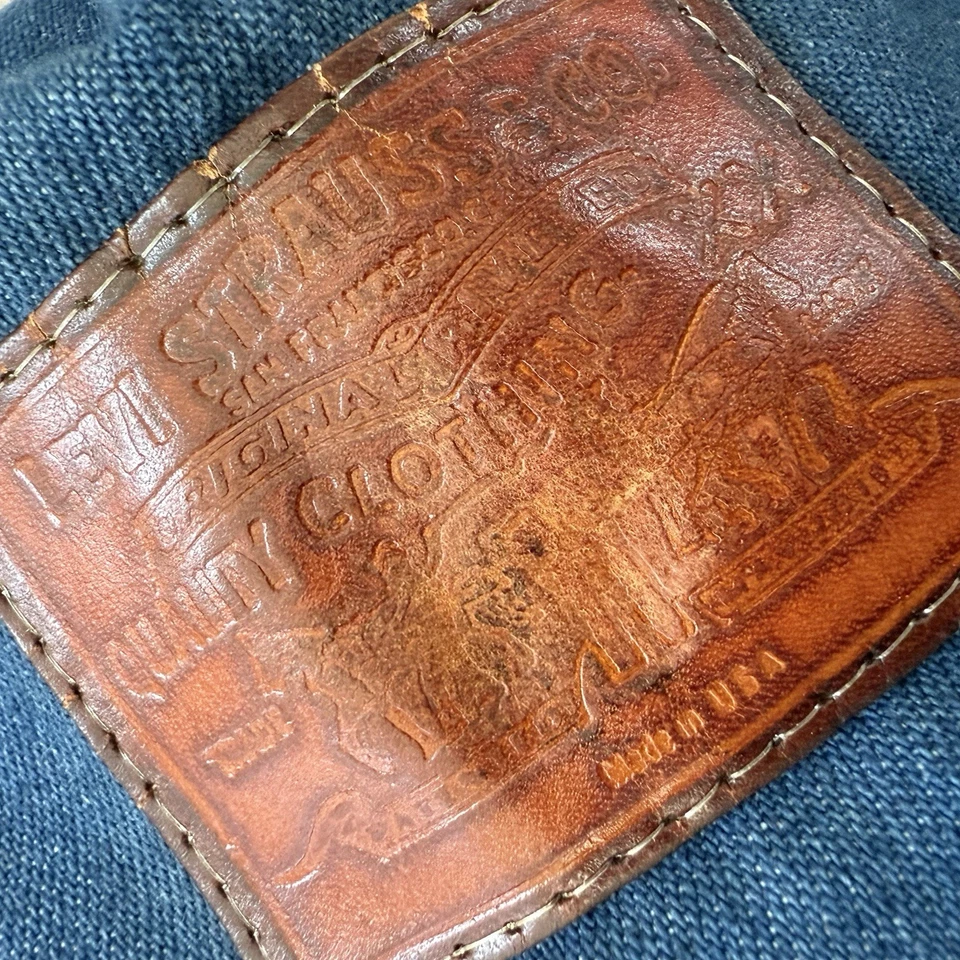 De colección Levis Hecho en EE. UU. Levi Strauss Denim Snapback Naranja Tab Camionero Jean Sombrero Foto 4 de 4