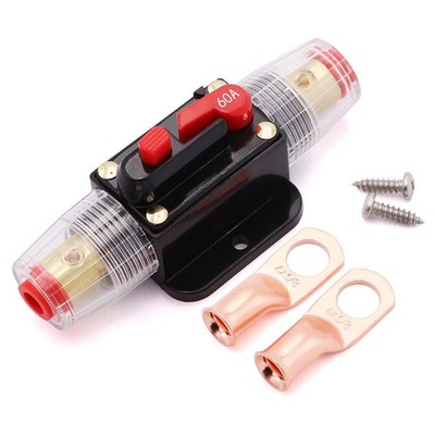 60A Audio Inline Circuit Breaker 12V,PowMr Reset Fuse Holder 60amp with Manua...