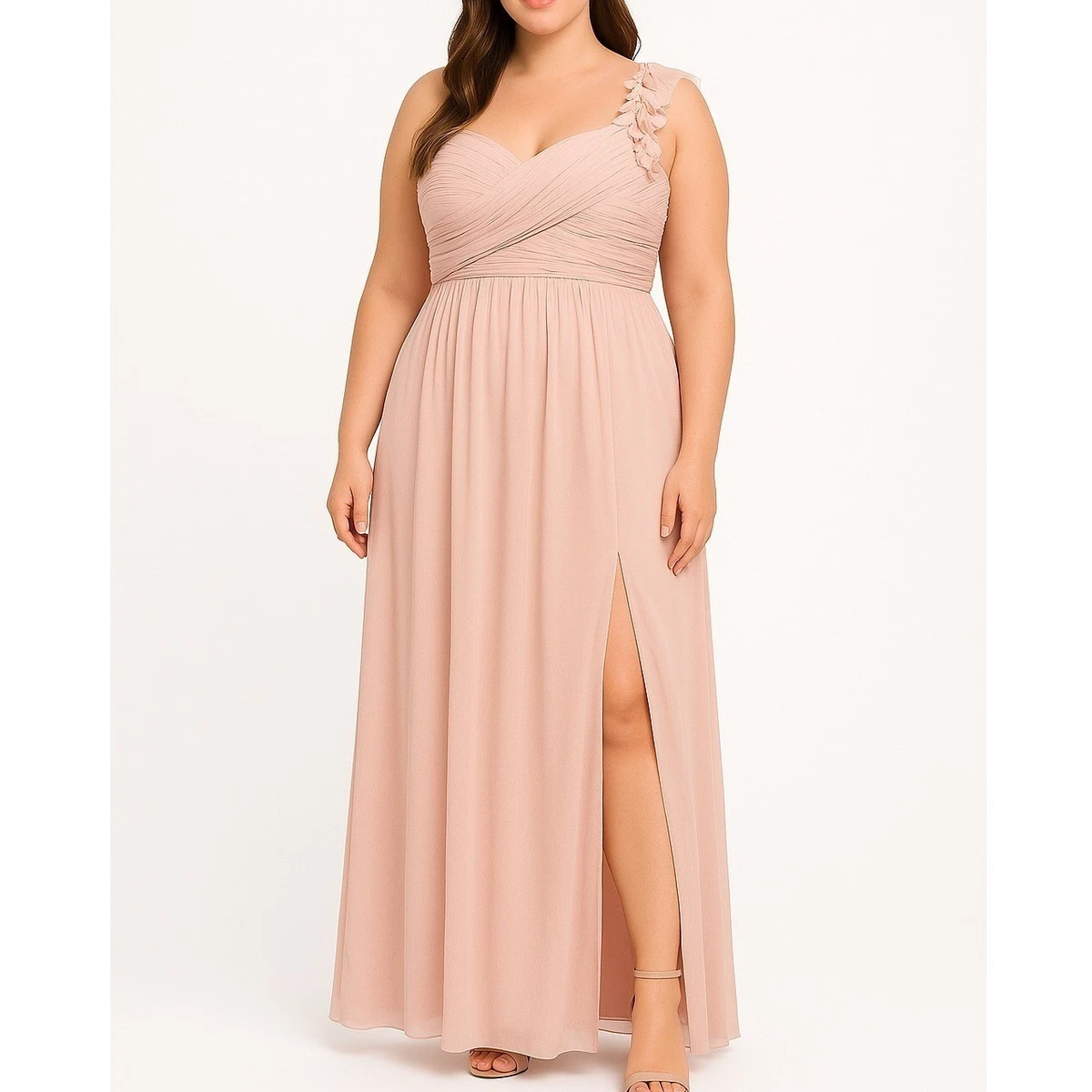 open lace back dress Two Piece Pink Prom Dresses Multi-Layered Chiffon Cute Prom Dresses APD3199