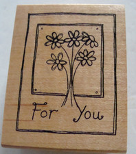 Great Impressions Wood Mounted Red Rubber Stamp E381 Flower Vase - For You