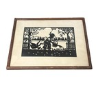 Pennsylvania Dutch Scherenschnitte Folk Art Paper Cut Geese Farmer Framed 9x12