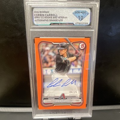 Bowman 2025 Corbin Carroll #PRV-CC R&V Orange out of 25 Auto DSG 10