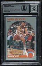 BAS 1990-91 NBA Hoops Mark Jackson #205 Beckett Auth Sticker Auto ow6