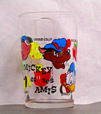 Rare verre à jus moutarde loup 3 cochons Disney Mickey Donald Dingo Pluton français