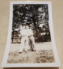 1929 Dated Snapshot Photo Two Young Men Arm in Arm Outdoors  Candid 1920s Gay?