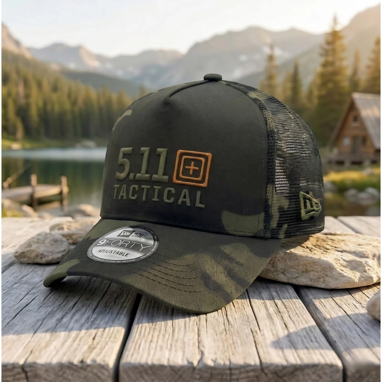 5.11 Tactical logo Embroidered 9FORTY Snapback Camo Mesh Trucker Hat Adjustable
