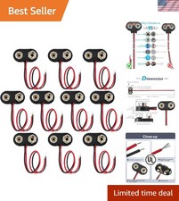 Certified 9V Battery Clip Connector Pack of 10 Heat Resistant T-Type Design