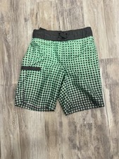 Wave Zone Boys Swim Shorts Size 6-7 Mint Green and Gray With Liner/ Draw String