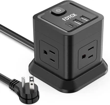 Power Strip with USB, Flat Plug Extension Cord with 4 AC and 3 USB, 5 FT Powe...