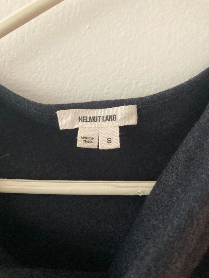 Vestido Helmut Lang Asimétrico Acanalado Lana Sin Mangas Capucha Cuello Carbón Talla S Foto 4 de 4