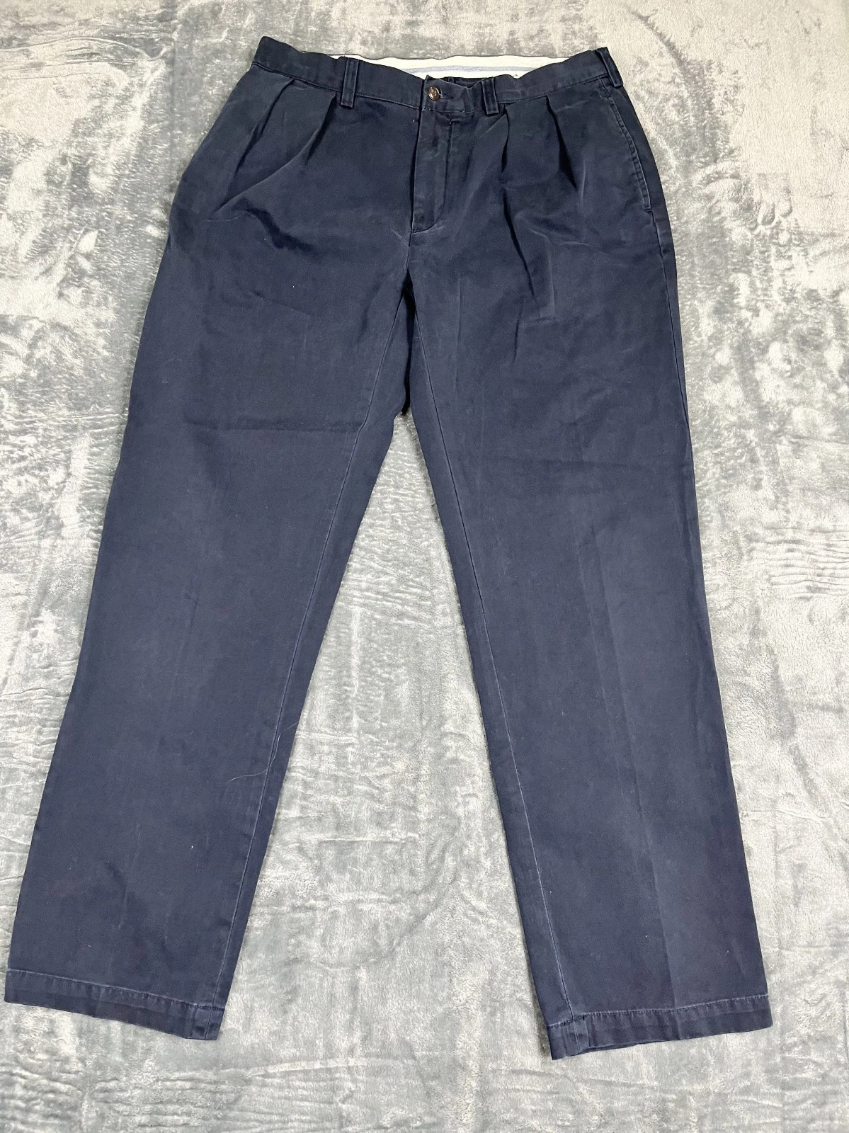 Polo By Ralph Lauren Classic Fit Mens Navy Blue Pleated Chino Pants Size 35x32