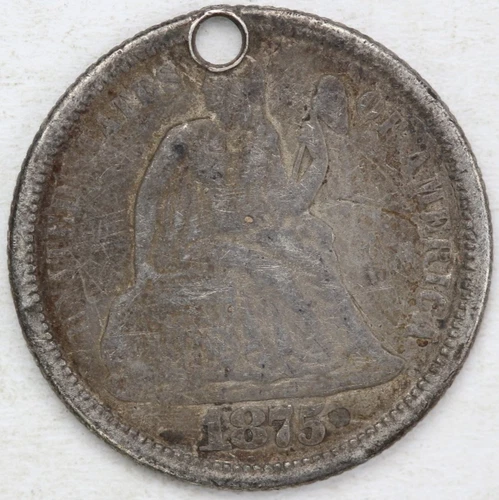 1875 Seated Liberty Dime Love Token