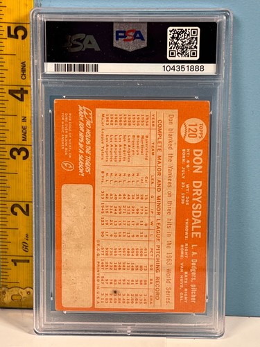 🔥1964 Topps Don Drysdale #120 PSA 3 (VG)🔥 - Picture 2 of 2