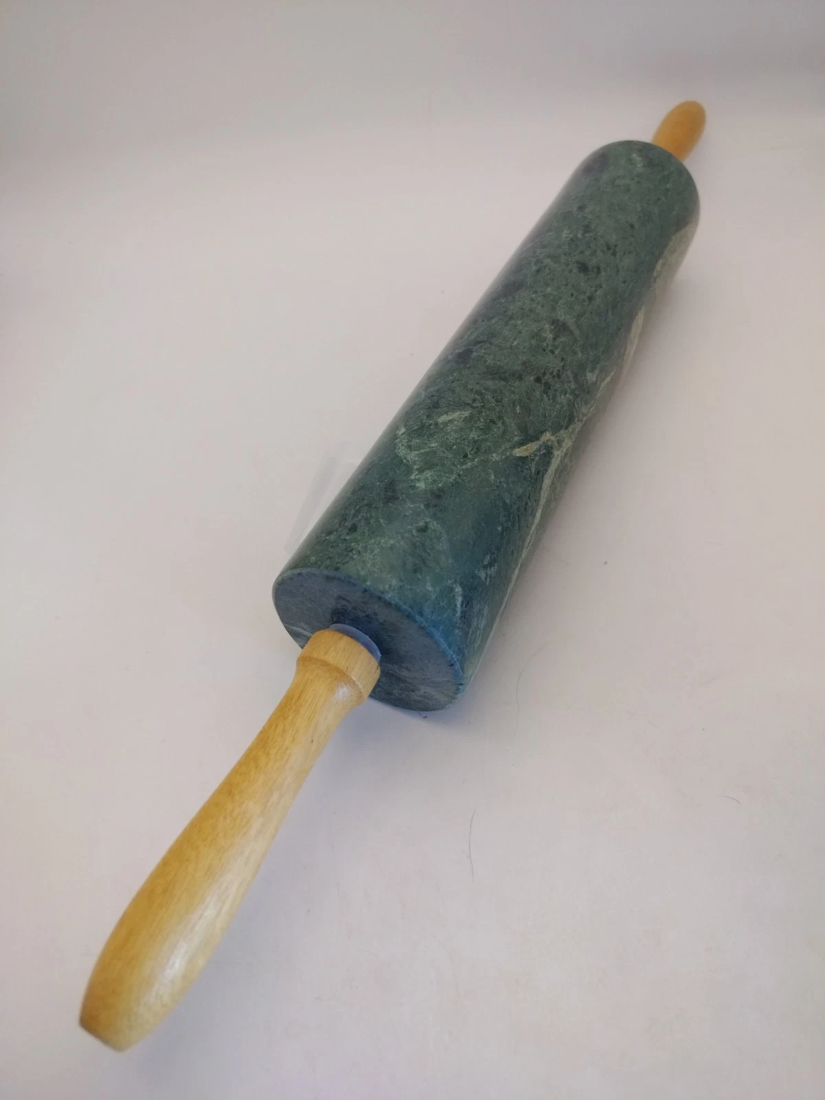 Stone Rolling Pin Marble Granite w/ Wood Handles 18" Pastry Dough Roller
