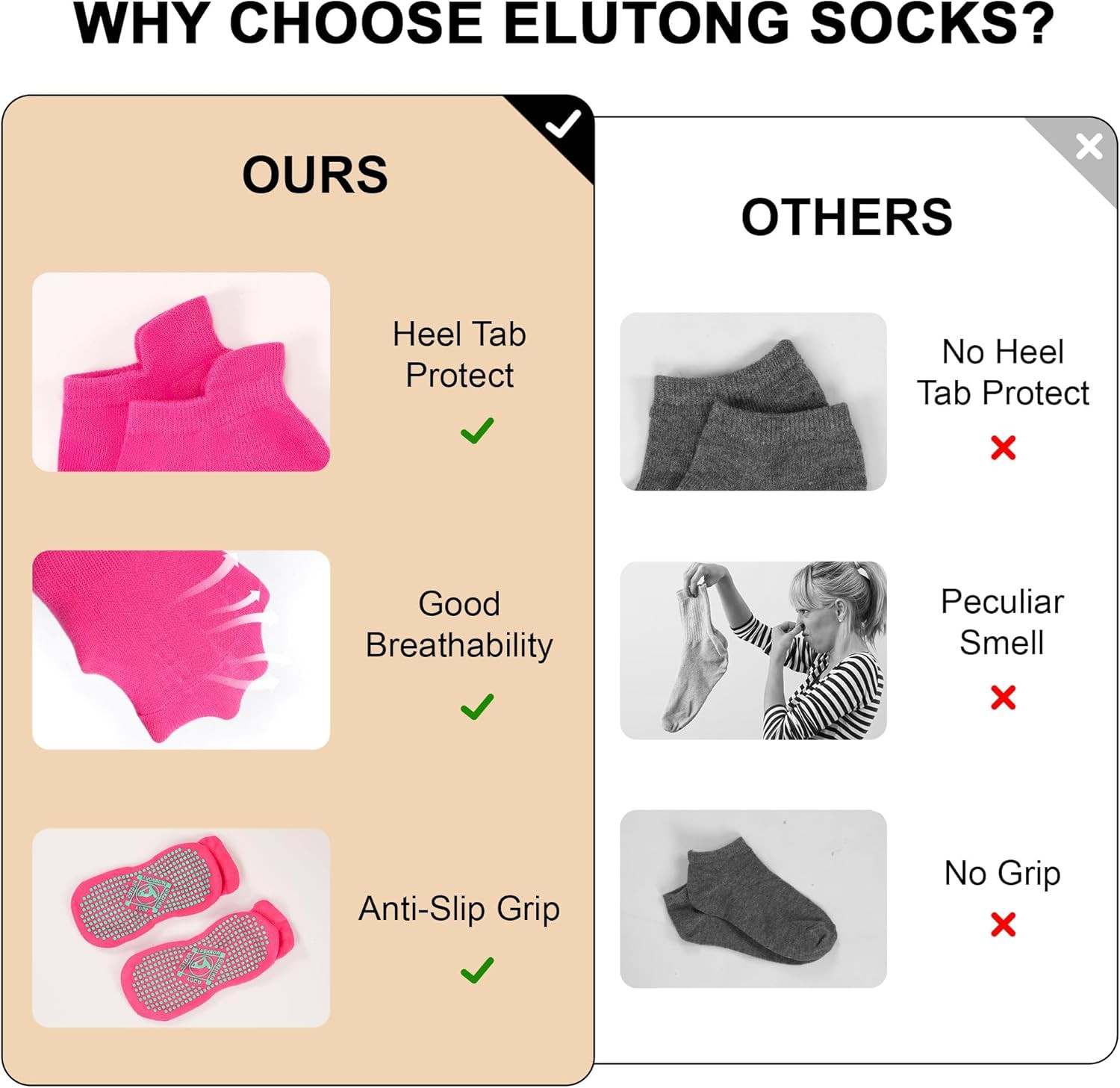 Pilates Non Slip Grip Socks for Women 4 Pairs Yoga Barre Ballet Workout Grippy S