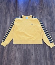 Vintage Y2K 2003 Adidas 3-Stripe Crewneck Sweatshirt Womens L Yellow Black
