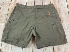 Mens Carhartt B144 LBR Shorts Canvas Carpenter Utility Workwear Brown Size 42