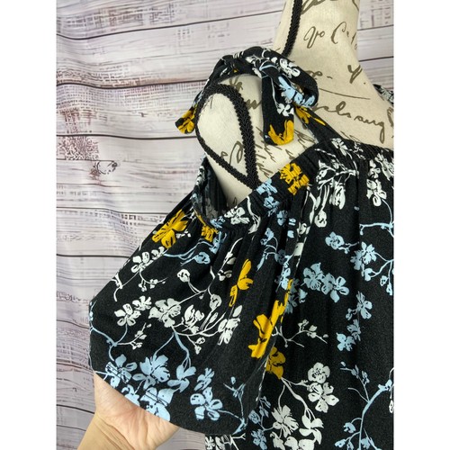 Lane Bryant Cold Shoulder Floral Top Womens 22/24 Tie Straps Jersey Knit Stretch - Picture 3 of 12