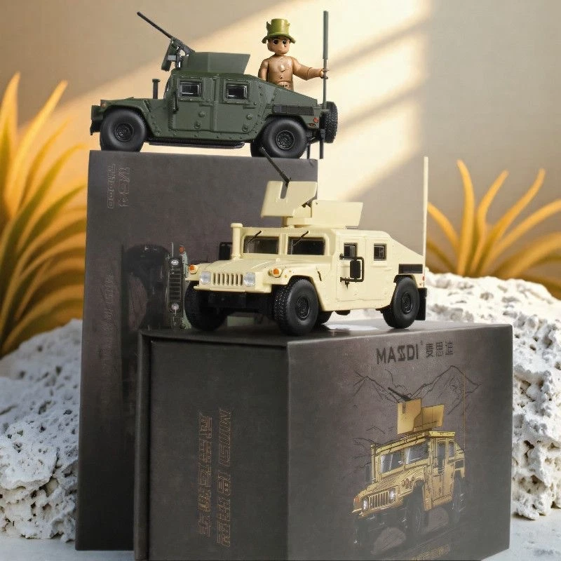Veículo de transporte de armas Hummer M1151 modelo de liga de simulação militar 1:64  - Imagem 3 de 4