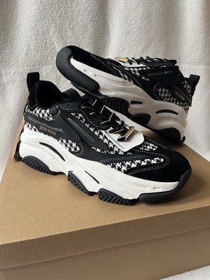 Steve Madden Possession-E Damen-Sportschuhe UK 7   schwarz kariert UVP £120 neu mit Etikett