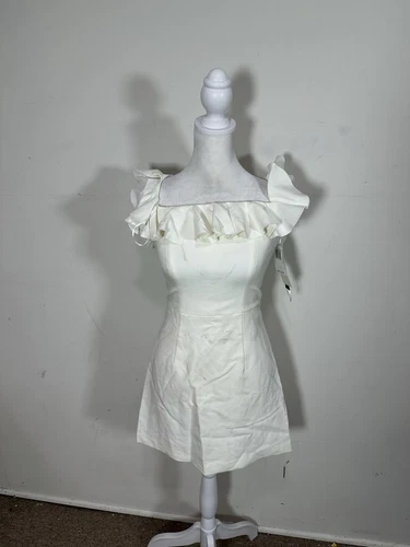 OFF WHITE Mini abito donna French Connection colore bianco sporco taglia 2 vestito ha qualche macchia