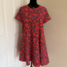 Show Me Your Mumu Red Paisley Print T-Shirt Dress Casual Pullover (M) Summer