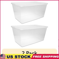 Large Clear Storage Bin W/ Snap-on Lid Stackable Organizer Home Organization New