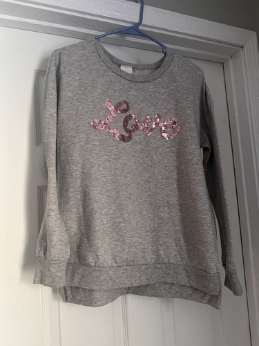 NOBO No Boundaries LOVE Sequin Gray Pullover Sweatshirt Juniors Size Medium - Picture 1 of 5