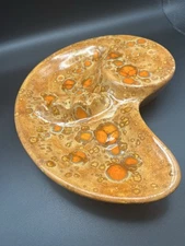 Vintage Orange Speckled Ceramic Ashtray, 9 Inch